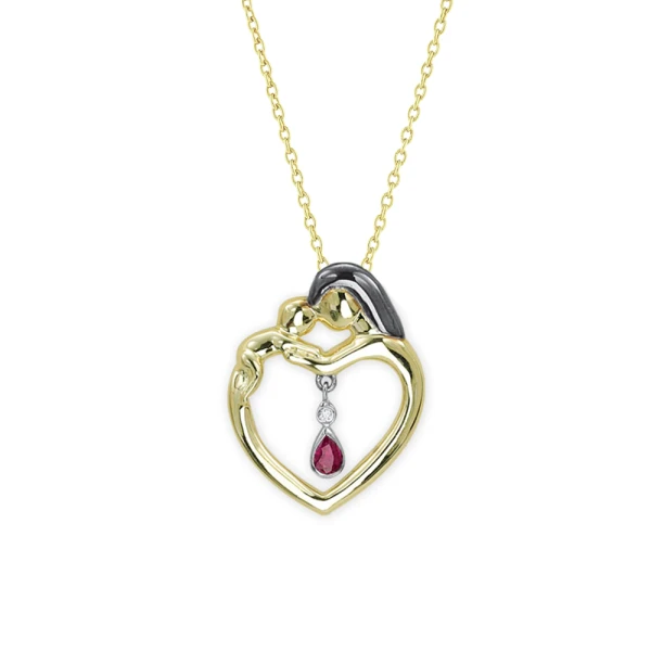 Diamant Rubin Mutter-Baby Kette