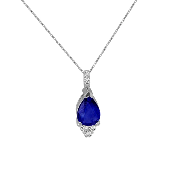 Diamant Tropfen Saphir Kette