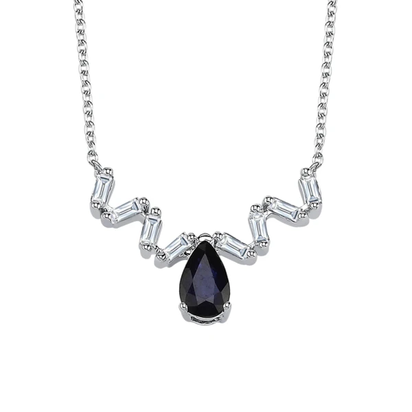 Diamant Baguette Saphir Halskette