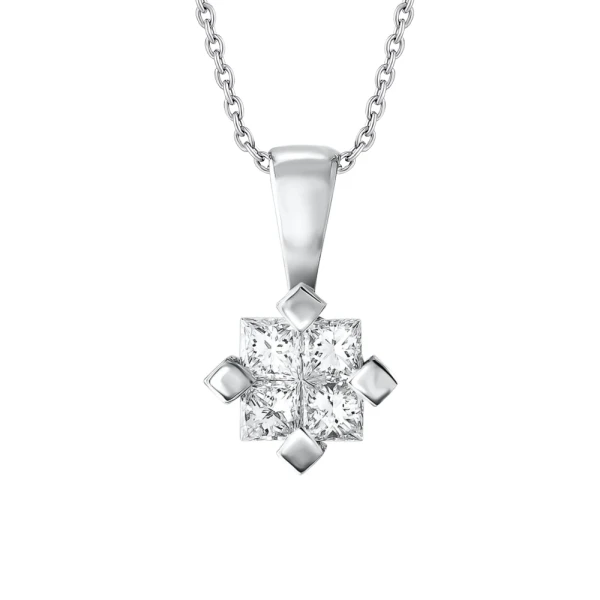 Diamant Effect Prinzessin Schliff Solitärring Kette