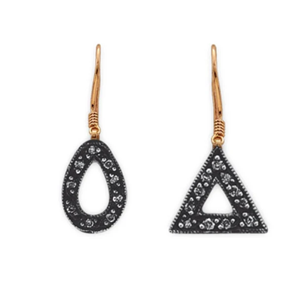 4 Elemente – Diamant Wasser- und Feuersymbol Gold Ohrring