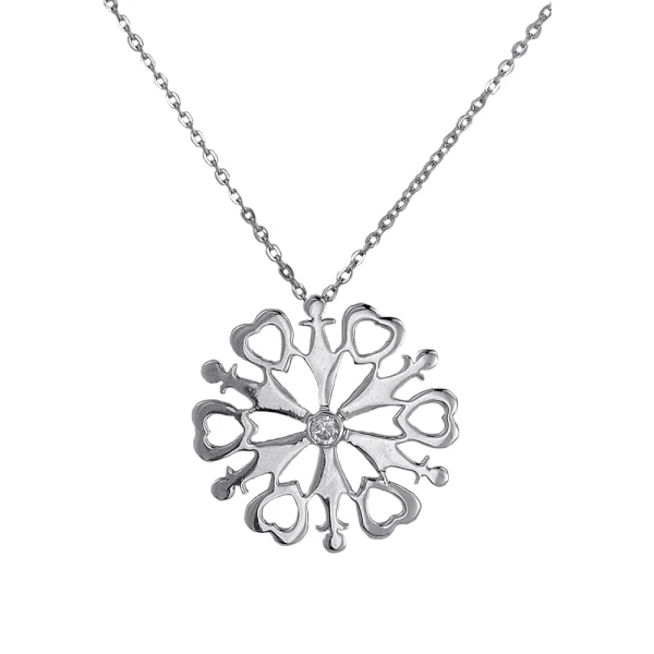 Schneeflocken-Herz-Diamantkette