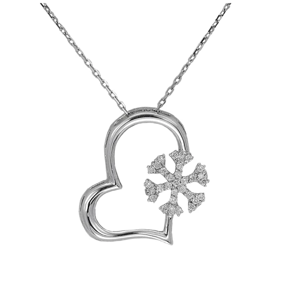 Diamant Schneeflocken-Herz-Kette