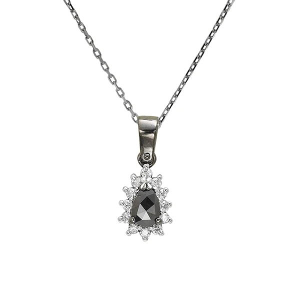 Tropfenschliff Schwarze Diamantkette