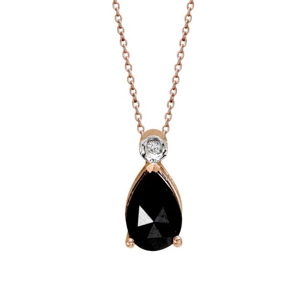 Tropfenschliff Solitär Schwarze Diamantkette