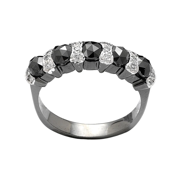 Schwarz-Weiß Diamant-Halbmemory-Ring