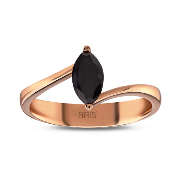 Marquise-Schliff Schwarzer Diamantring