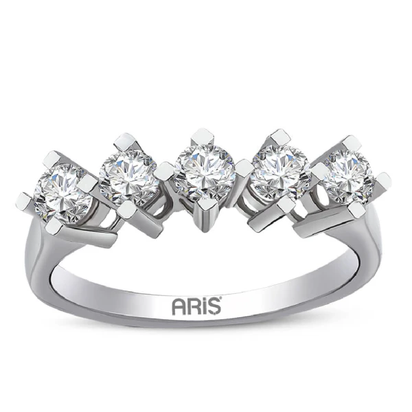 0,60 Karat Diamant 5-Stein Ehering