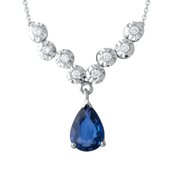 Diamant Tropfen Saphir Miracle Kette