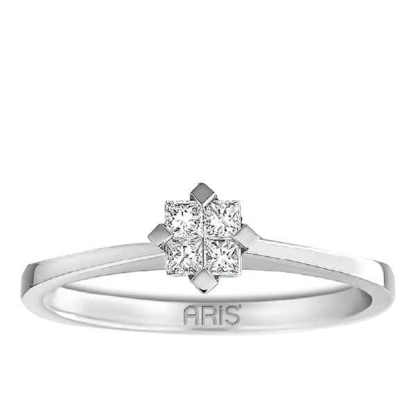 0,20 Karat Prinzess-Schliff Diamant Effekt Solitärring
