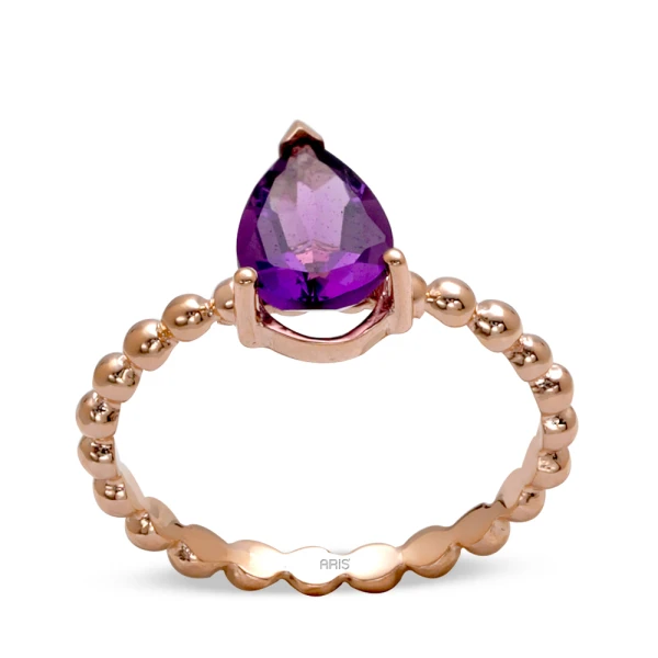Tropfen Amethyst Gold Ring
