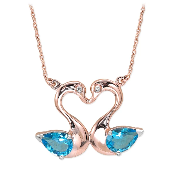 Blau Topas Schwan Goldkette