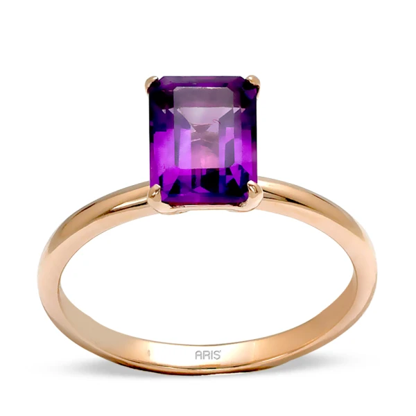 Baguette Schliff Amethyst Goldring