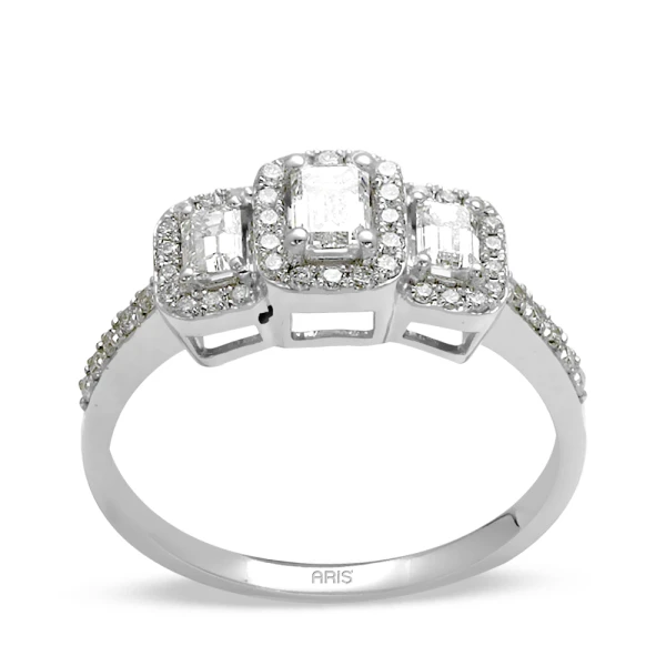 Smaragd Schliff Diamant Baguette Tria Ring