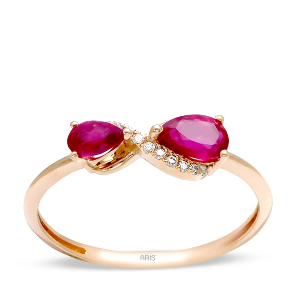 Diamant Tropfen Rubin Ring