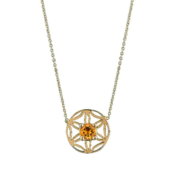 Citrin Lebensblume Goldkette