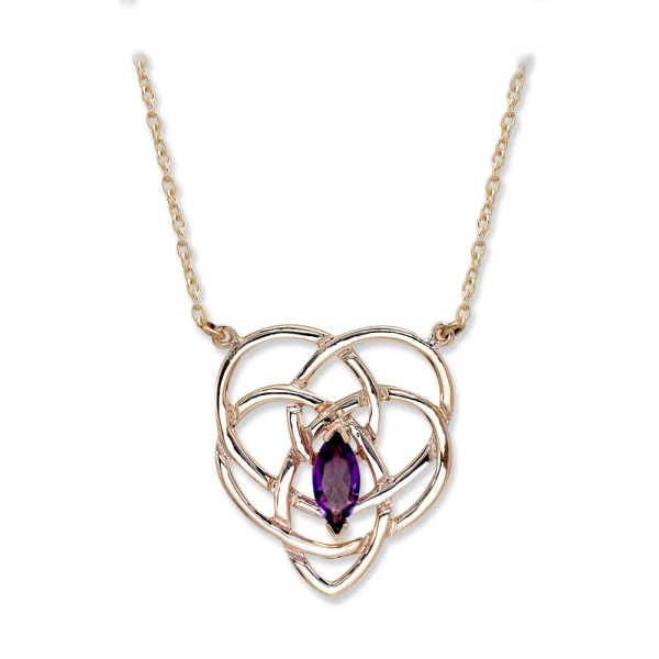 Keltischer Amethyst Goldkette Muttersymbol (Triquestra)