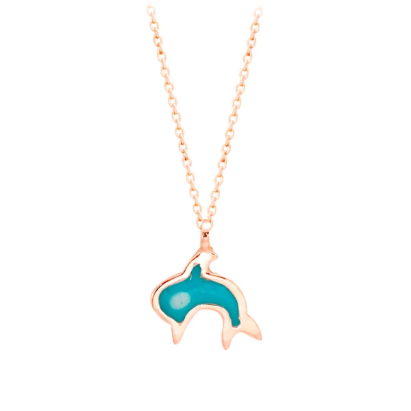 Emaille Delfin Goldkette