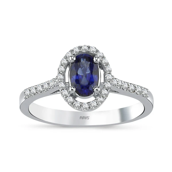 0,82 Karat Diamant Oval Saphir Ring