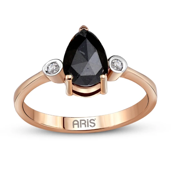 Tropfen Schwarzer Diamant Ring