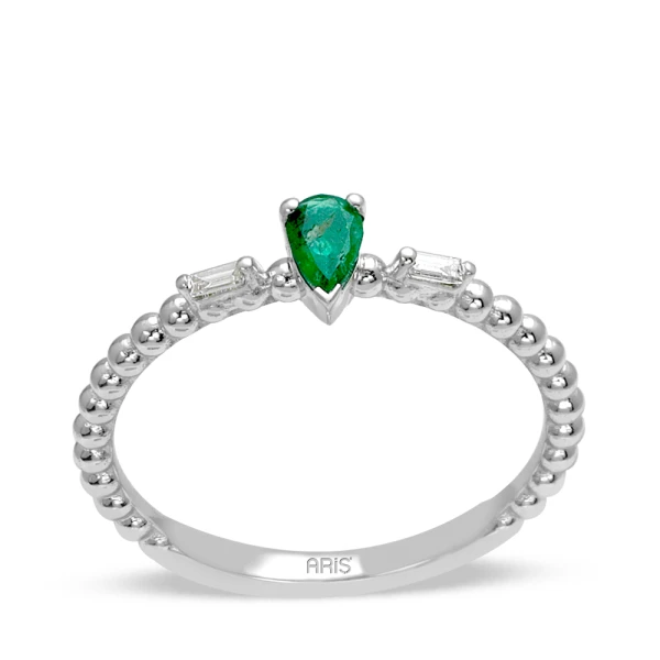 Baguette Diamantierter Tropfen Smaragd Ring