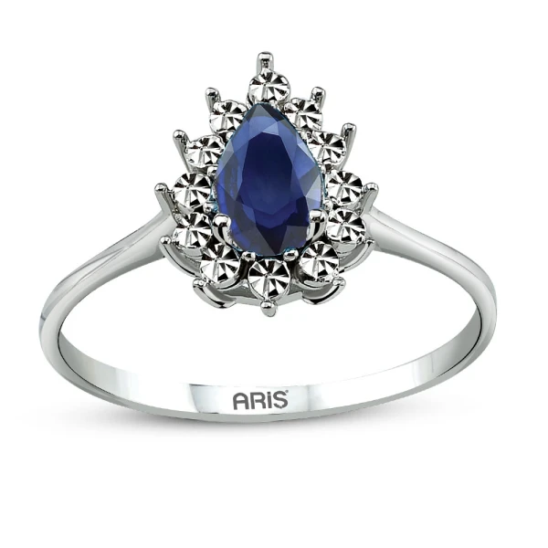 0,50 Karat Tropfen Saphir Gold Ring
