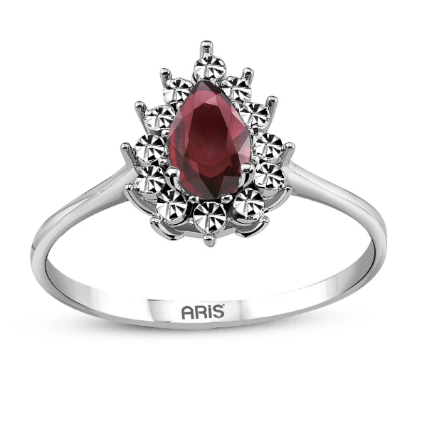 Tropfen Rubin Gold Ring