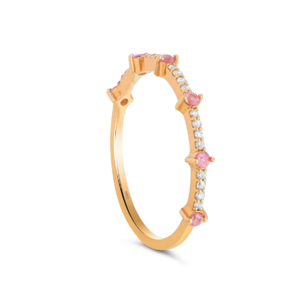 Diamant Rosa Quarz Stein Ring