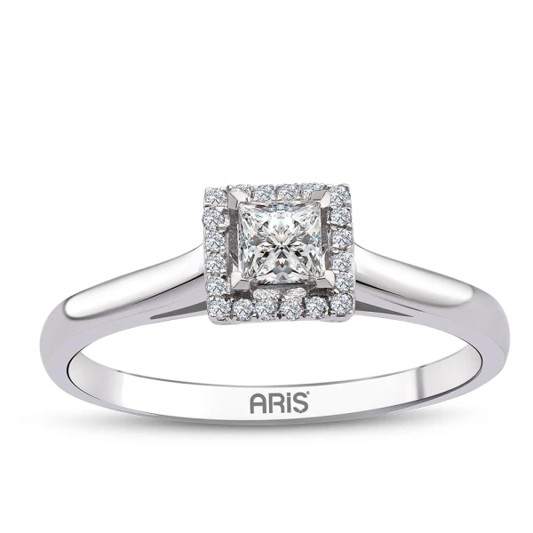 0,19 Karat Prinzess Schnitt Solitärring