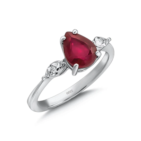 Diamant Rubin Tropfen Ring