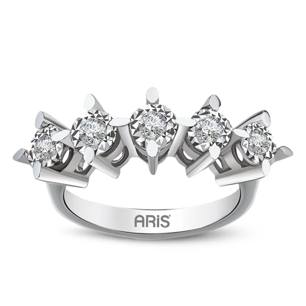 0,40 Karat Ansicht Diamant Fünf Stein Ring