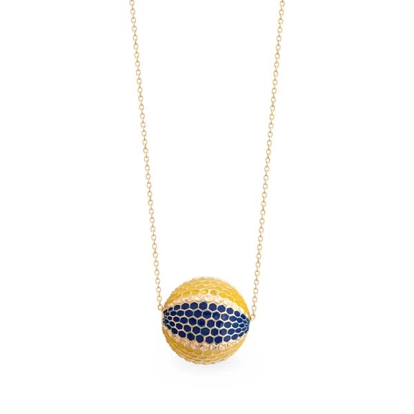 Gelb-Dunkelblau Emaille Habbe Gold Halskette