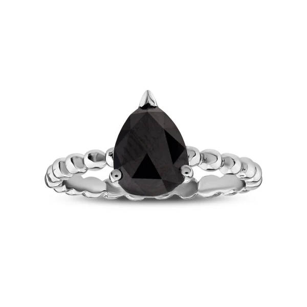 Tropfen schwarzer Diamant Ring