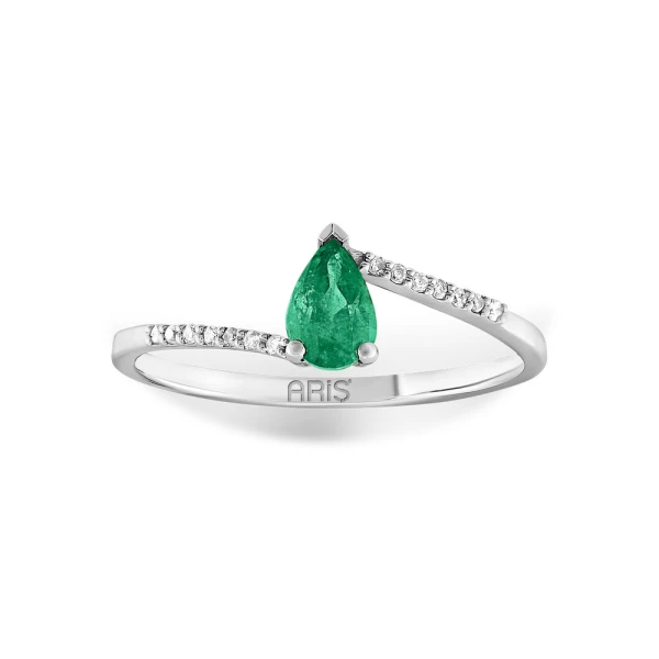 Diamant Smaragd Tropfen Ring