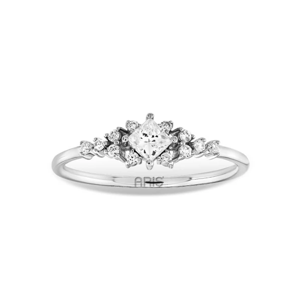 Diamant Prinzess Solitärring Trend Ring