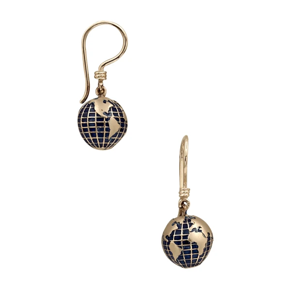 Emaille Gold Weltkugel Ohrring