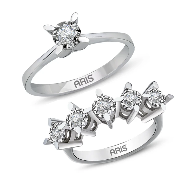 8 Karat Miracle Diamant Solitärring Fünfstein