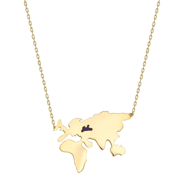 Weltkontinente Symbol Goldkette