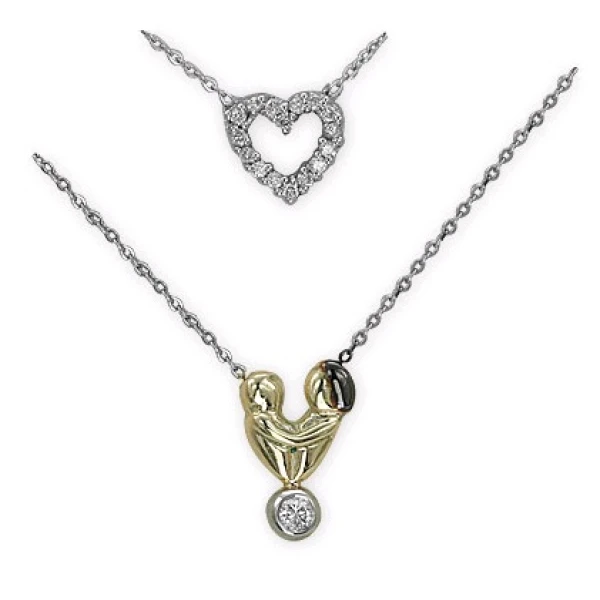 Diamant Mutter-Kind Herz Halskette