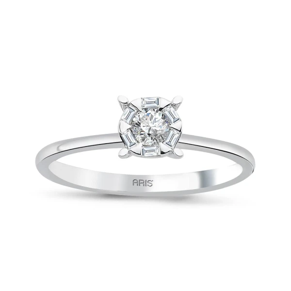 0,19 Karat Baguette Diamant Solitärring