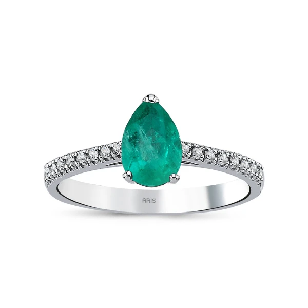 Diamant Tropfen Schliff Smaragd Ring