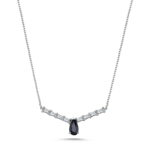 Diamant Baguette Saphir Halskette