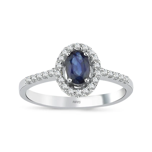 0,52 Karat Diamant Ovaler Saphir Ring