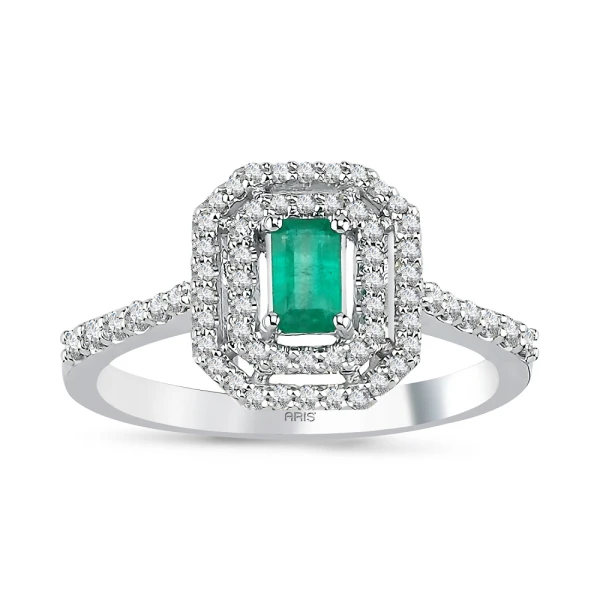 Anturage Diamant Smaragd Ring