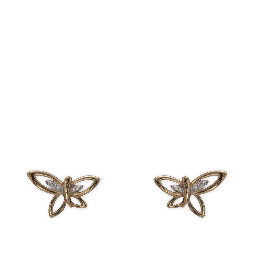 0,03 ct Diamant Schmetterling Ohrringe