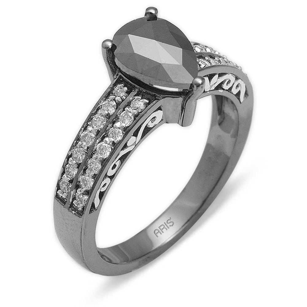 1,12 ct Schwarz Weiß Diamant Ring