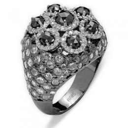 3,68 ct Schwarz Weiß Diamant Ring