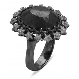8,51 ct Schwarz Weiß Diamant Ring