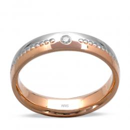 585er  Weiβ-Rosegold Diamant Trauring