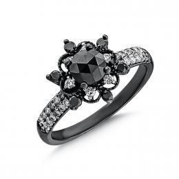 0,63 ct Schwarz Weiß Diamant Ring